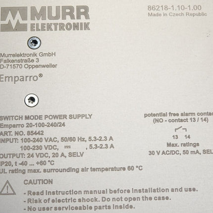 Murr Elektronik Emparro Switch Mode Power Supply 20-100-240/24 85442 - Maranos.de