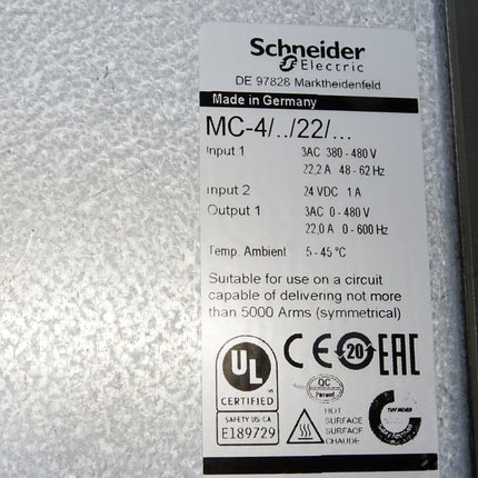 Schneider Elau PacDrive MC-4 MC-4/11/22/400 E0A4DB 00.22 VDM01D22AA00 - Maranos.de