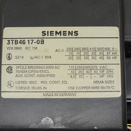 Siemens 3TB4617-0B Leistungsschütz 3TB4 617-0B