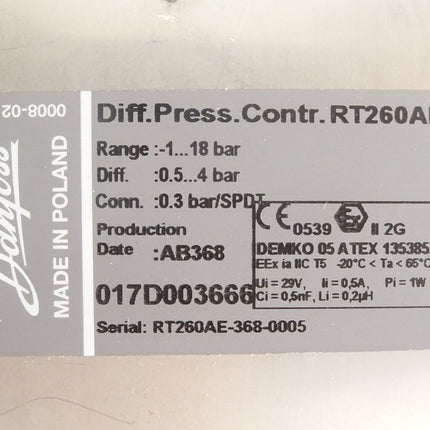 Danfoss Differential Pressure Control RT260AE / 017D003666 / Neu OVP