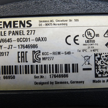 Siemens Mobile Panel 277 6AV6645-0CC01-0AX0 6AV6645-0CC01-0AX0 - Maranos.de
