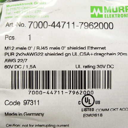 Murr Elektronik Kabel 7000-44711-7962000 / Neu OVP - Maranos.de