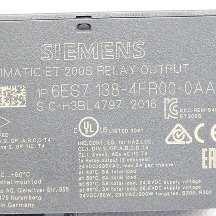 Siemens ET200S Relay Output 6ES7138-4FR00-0AA0 6ES7 138-4FR00-0AA0
