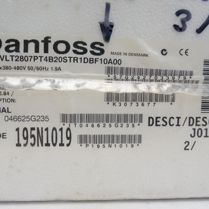 Danfoss 195N1019 VLT2807PT4B20STR1DBF10A00 0,75KW Inverter Drive / Neu OVP - Maranos.de
