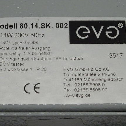 EVG Modell 80.14.SK.002 14W 230V 50Hz Schaltschrankleuchte