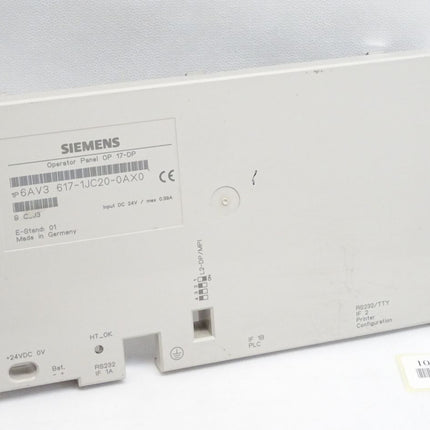 Siemens Backcover Rückschale Panel OP17-DP 6AV3617-1JC20-0AX0 6AV3 617-1JC20-0AX0 - Maranos.de