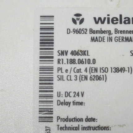 Wieland SNV 4063KL Safety Relay A-03 R1188.0610.0 Sicherheitsrelais