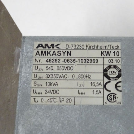 AMK AMKASYN KW10 Frequenzumrichter 46262 10kVA 16,5A 3x350V Version: 03.10