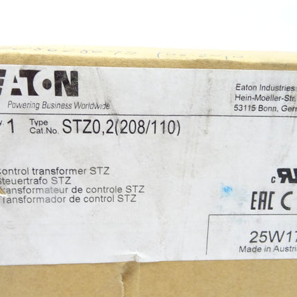 Eaton Control Transformer STZ0,2 (208/110) /  Steuertransformator / Neu OVP