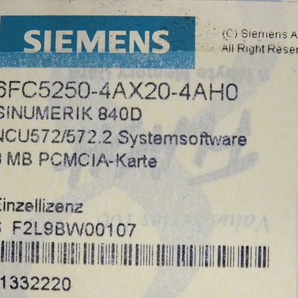 Siemens 6FC5250-4AX20-4AH0 Sinumerik 840D NCU572/572.2 8MB PCMCIA-Karte