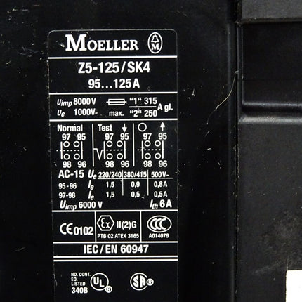 Moeller Z5-125/SK4 95...125A Thermal Overload Relay - Maranos.de