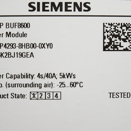 Siemens Sitop BUF8600 6EP4293-8HB00-0XY0 6EP4 293-8HB00-0XY0 Buffer Module