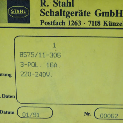 Stahl Schaltgeräte Schaltersteckdose 8575/11 / Neu OVP - Maranos.de