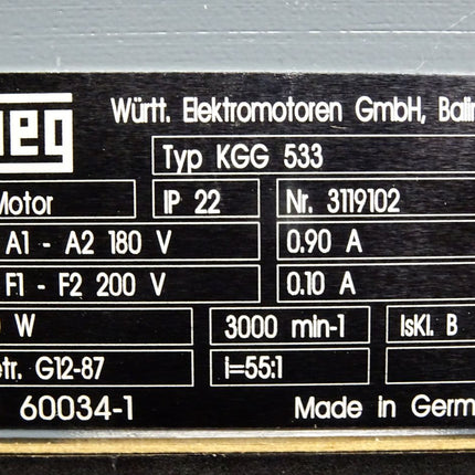 WEG KGG533 KGG 533 G-Motor Getriebemotor GF12-87 3000min-1 i 55:1 100W / Neu - Maranos.de