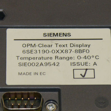 Siemens 6SE3190-0XX87-8BF0 OPM-Clear Test Display 6SE3 190-0XX87-8BF0 E: A