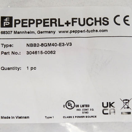 Pepperl+Fuchs Induktiver Sensor NBB2-8GM40-E3-V3 304615-0062 / Neu OVP - Maranos.de
