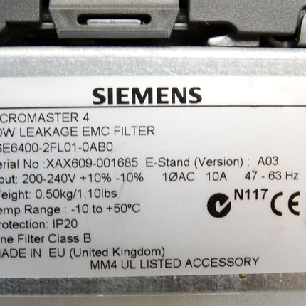 Siemens Micromaster420 6SE6420-2UC12-5AA1 6SE6 420-2UC12-5AA1 6SE6400-2FL01-0AB0 0.25kW - Maranos.de