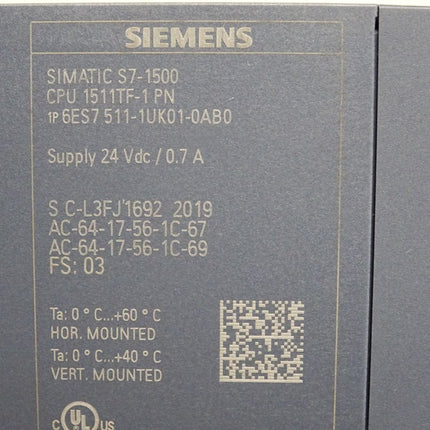 Siemens S7-1500 CPU1511TF-1 PN 6ES7511-1UK01-0AB0 6ES7 511-1UK01-0AB0 - Maranos.de