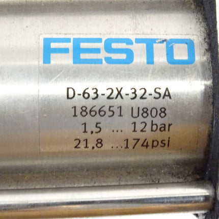 Festo 186651 Zylinder D-63-2X-32-SA / 1,5 ... 12bar / 21,8 ... 174psi