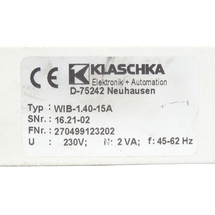 Klaschka WIB-1.40-15A Wechselstrom Messrelais 230VAC / 16.21-02 / 2VA / 45-62Hz