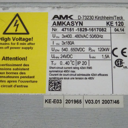 AMK AMKASYN KE120 Vers. 04.14 / 47151-1829-1617082 - Defekt