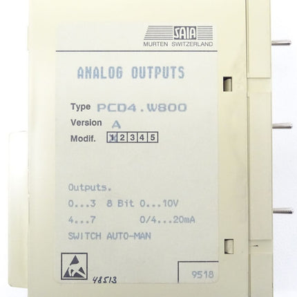 Saia PCD4.W800 / PCD4.W80 Version A Analog Outputs