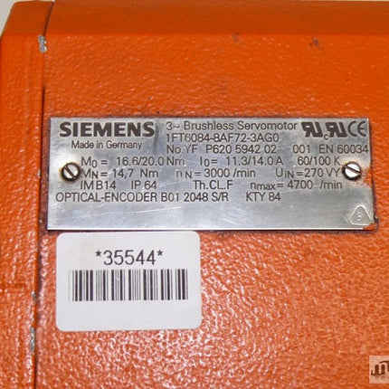 Siemens 1FT6084-8AF72-3AG0 Servomotor 1FT6 084-8AF72-3AG0 Motor