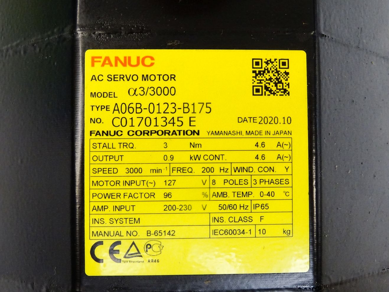 Fanuc A06B-0123-B076#7000 Model a3/3000 Servomotor - CNC BOTE