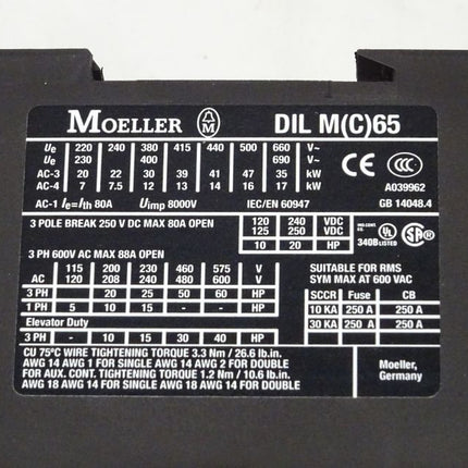 Moeller DILM(C)65 Leistungsschütz DIL M C 65 / 220V 50Hz