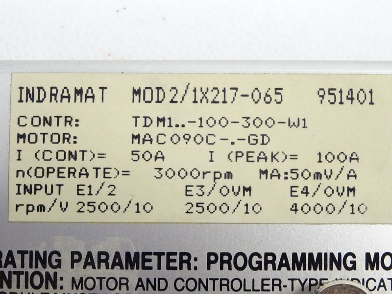 INDRAMAT MOD/1X217-065 Programmiermodul 951401 TDM..-100-300-W1 OVP