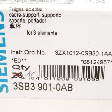Siemens Träger 3SB3901-0AB / Inhalt : 16 Stück / Neu OVP