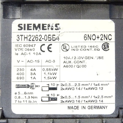 Siemens Hilfsschütz 3TH2262-0BB4