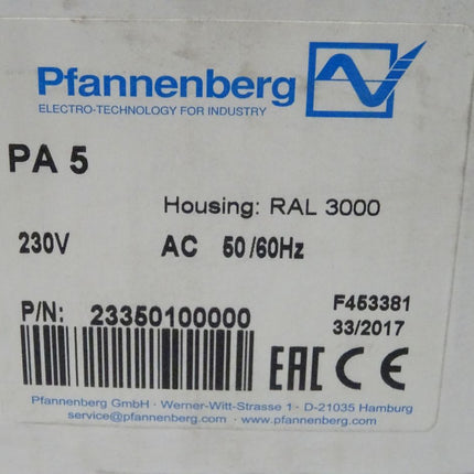 Pfannenberg PA5 Schallgeber 230V neu-OVP