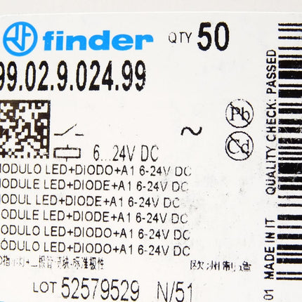 Finder Steckmodul mit LED 99.02.9.024.99 / Inhalt : 50 Stück / Neu OVP