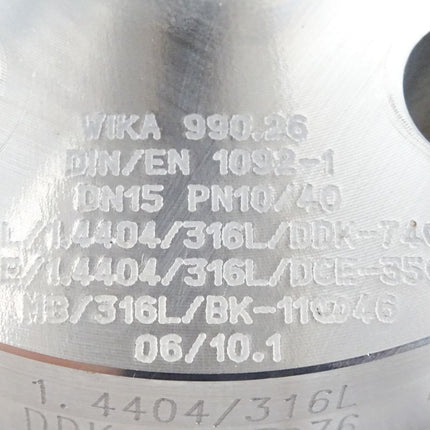 Wika Manometer nach EN 837-1 mit angebautem Druckmittler 0...+1 barg / 9226.01 990.26 / Neu