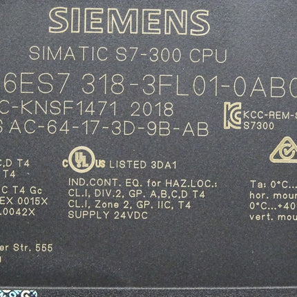 Siemens S7-300 CPU319F-3 6ES7318-3FL01-0AB0 6ES7 318-3FL01-0AB0 / Neu - Maranos.de
