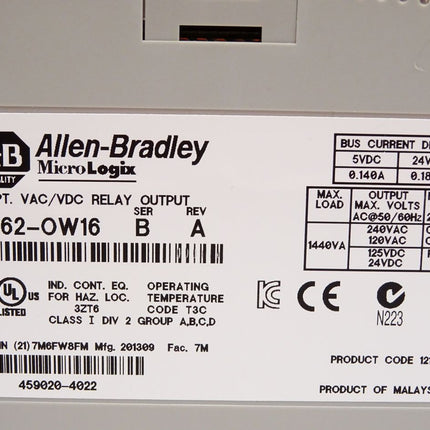 Allen Bradley MicroLogix Relay Output Module 1762-OW16