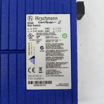 Hirschmann RS40 Rail Switch Industrial Ethernet
