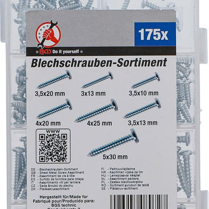 BGS 8072 Blechschrauben-Sortiment 175-tlg.