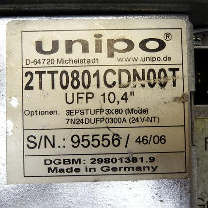 Unipo Panel 2TT0801CDN00T UFP 10.4" Control Unit 7BXUFP03GH00 Power Supply 7N24DUFP0300