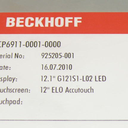 Beckhoff CP6911-0001-0000 12zoll Display Economy Einbau Control Panel