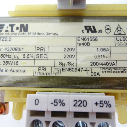 Eaton Control Transformer  STZ0,2 (220/220) / Steuertransformator / Neu OVP