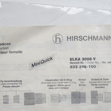 Hirschmann 933366-100 Leitungsdose ELKA 3008 V / Neu OVP - Maranos.de