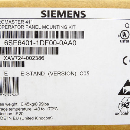 Siemens Micromaster 411 Operator Panel Mounting Kit 6SE6401-1DF00-0AA0 / Neu OVP
