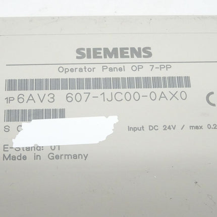 Siemens 6AV3607-1JC00-0AX0 / 6AV3 607-1JC00-0AX0 / OP7-PP Panel