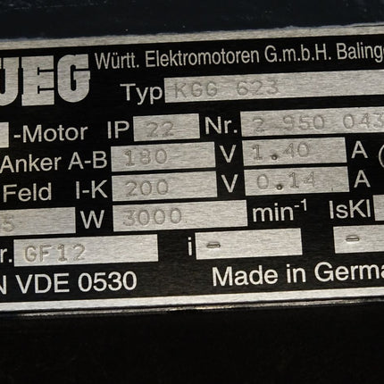 WEG Getriebemotor KGG623 G-Motor 3000min-1 GF12 ohne Getriebe 185W / Neu - Maranos.de