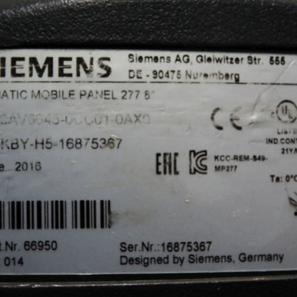 Siemens Mobile Panel 277 6AV6645-0CC01-0AX0 6AV6 645-0CC01-0AX0 - Maranos.de