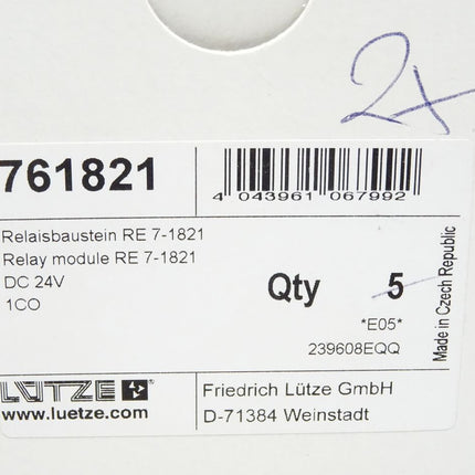 Lütze Relaisbaustein RE7-1821 / 761821 / Inhalt : 2 Stück / Neu OVP