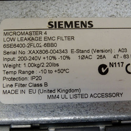 Siemens Micromaster420 6SE6420-2UC22-2BA1 6SE6 420-2UC22-2BA1 6SE6400-2FL02-6BB0 2.20kW - Maranos.de