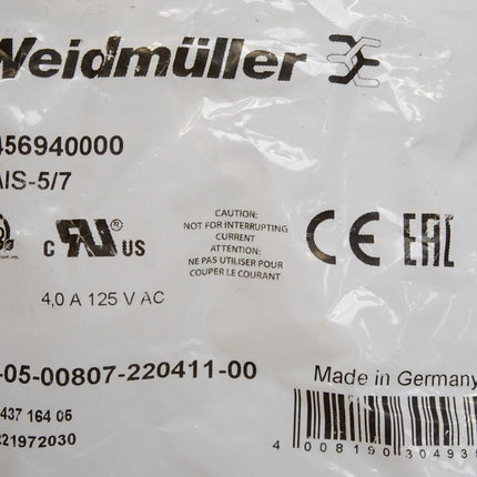 Weidmüller 9456940000 SAIS-5/7 Schraubklemmanschluss / Neu OVP - Maranos.de